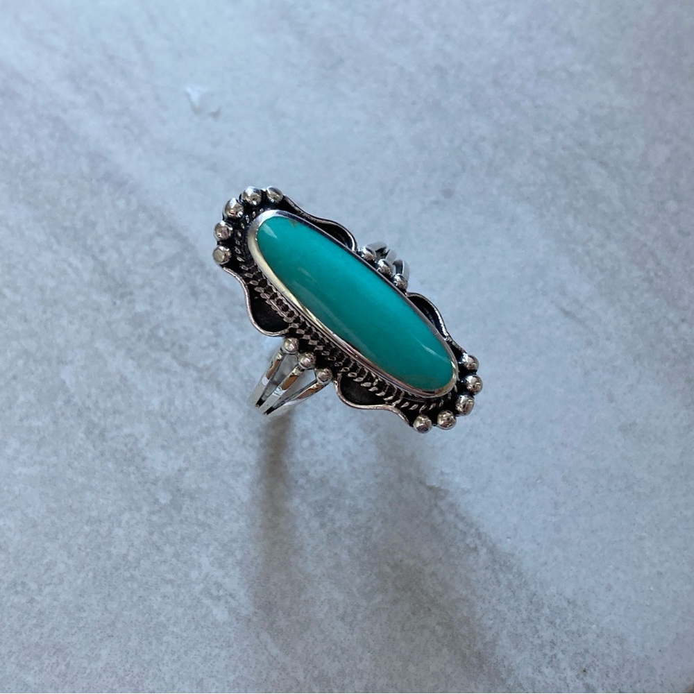 925 Sterling Silver Oval Ring with Turquoise! Sizes 6, 7, 8, 9 NEW! - Picture 6 of 6
